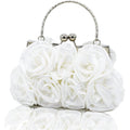 Women Evening Clutch Bag Floral Satin Small Purses With Detachable Strap For Wedding, Party, Prom