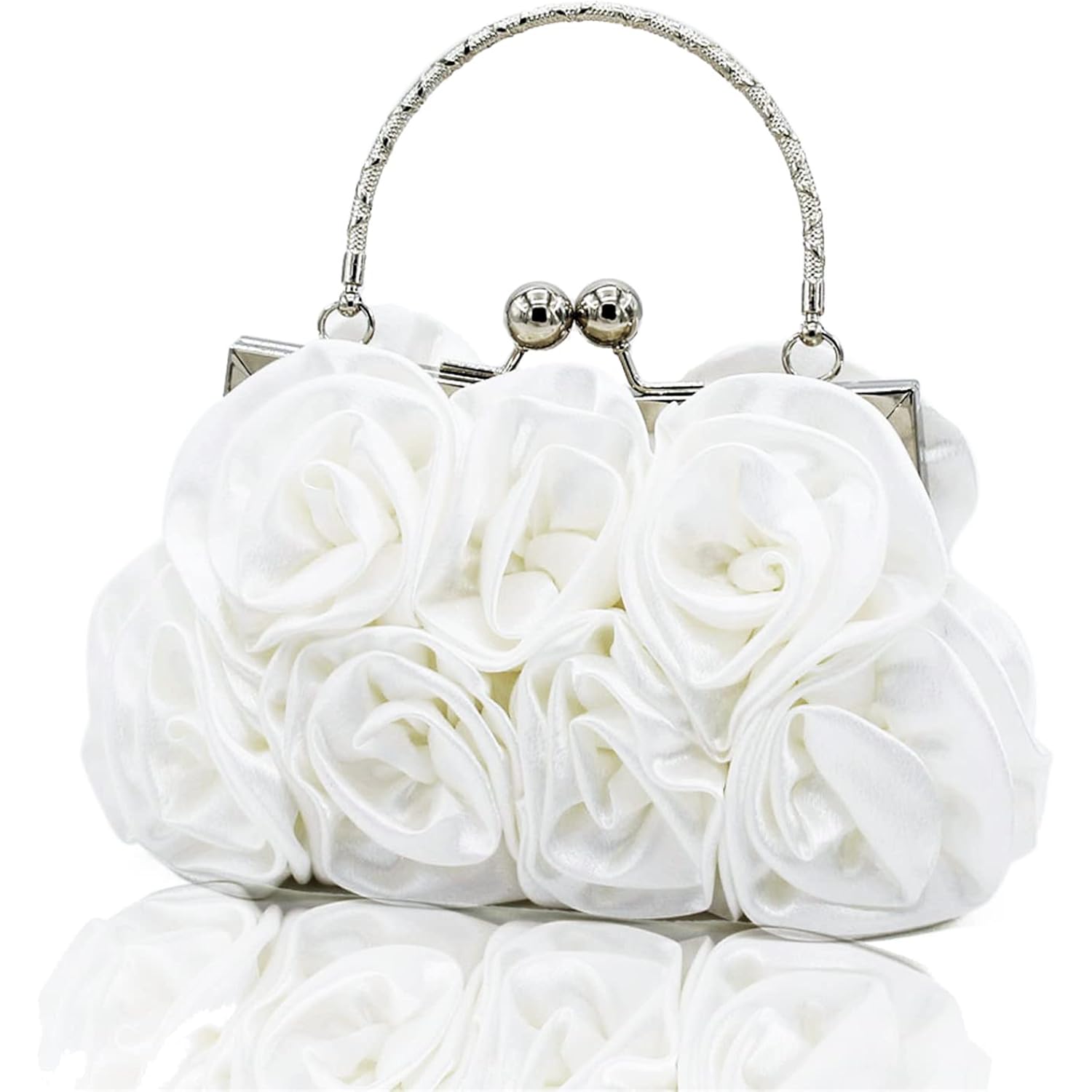 Women Evening Clutch Bag Floral Satin Small Purses With Detachable Strap For Wedding, Party, Prom