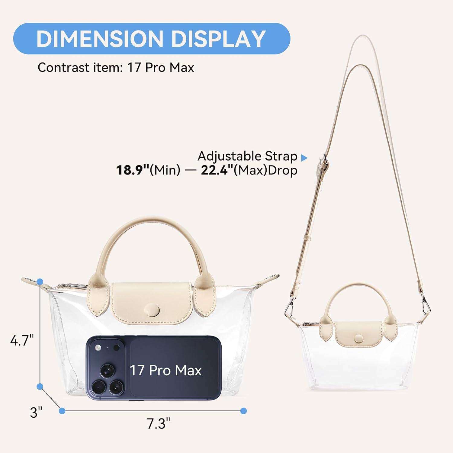BOSTANTEN Clear Bag for Stadium Approved Crossbody Purse Handbags for Concerts Sports Events