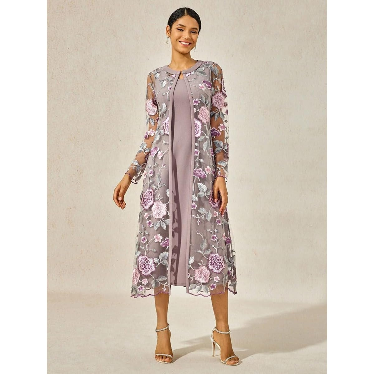 Women'S Maxi Dresses 2 Piece Outfit Wedding Guest Cocktail Tea Party Dress Ruffle Lace Floral Casual Formal Evening Dress