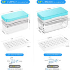 0.8“ Ice Cube Tray With Lid And Bin, Phinox 56 Cubes Ice Trays For Freezer, Ice Cube Trays For Freezer With 2 Trays, Container, Lid & Ice Scoop, Bpa Free, Blue(28Cubes/Tier)