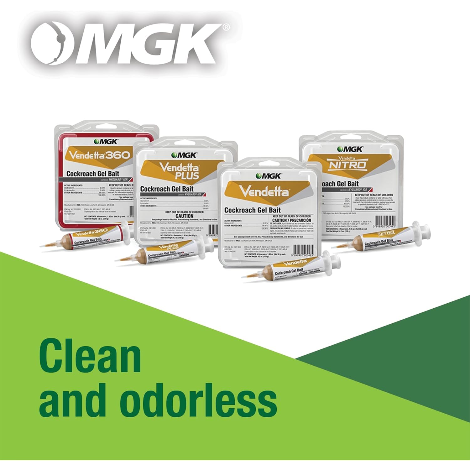 Mgk Vendetta Plus Cockroach Gel Bait | 4 X 30 Gram Tubes | Odorless, Fits Standard Bait Guns, German Cockroach Killer, Indoor Home, Commercial, Industrial Use