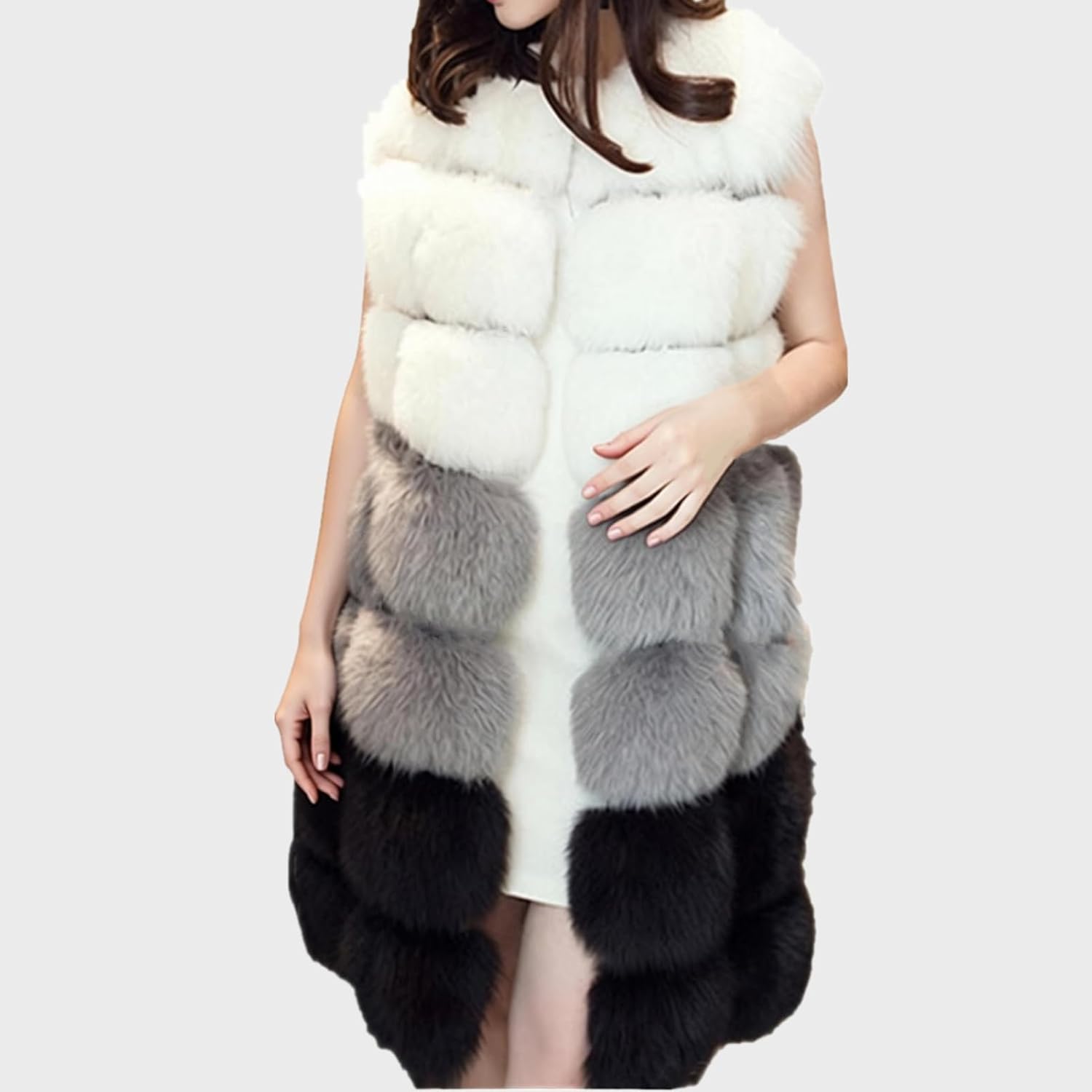 Lisa Colly Women Sleeveless Faux Fur Vest Winter Waistcoat | Women Faux Fur Long Vest, Sleeveless Waistcoat, Winter Faux Fur Coat, Fluffy Jacket