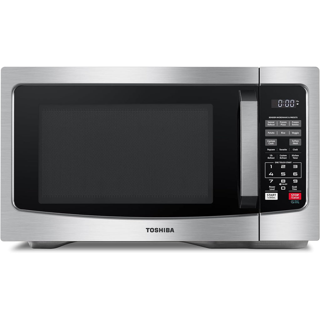 Toshiba Em131A5C-Ss Countertop Microwave Ovens 1.2 Cu Ft With 12.4" Removable Turntable Smart Humidity Sensor, 12 Auto Menus Mute Function Eco Mode Easy Clean Interior, 1000W, Silver