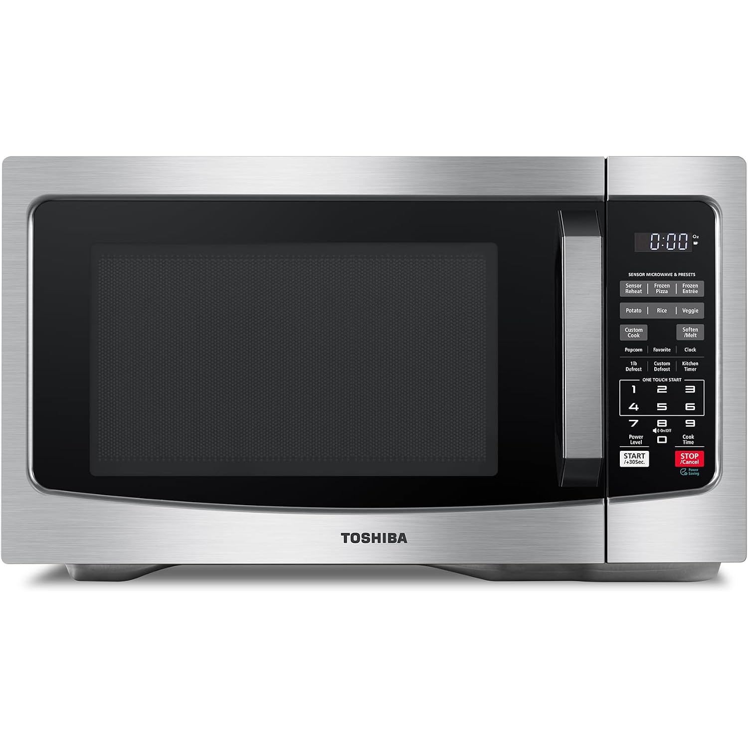 Toshiba Em131A5C-Ss Countertop Microwave Ovens 1.2 Cu Ft With 12.4" Removable Turntable Smart Humidity Sensor, 12 Auto Menus Mute Function Eco Mode Easy Clean Interior, 1000W, Silver