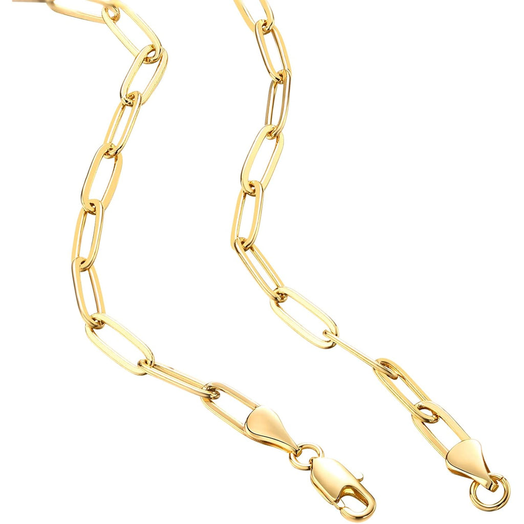 PAVOI 14K Gold Plated Curb Paperclip Box Sphere Bead Snake Herringbone and Figaro Chain Adjustable Necklace