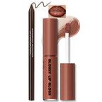 HOSAILY Nourishing Lip Gloss with Brown Lip Liner Lip Combo Set, Moisturizing High Shine Nude Lip Glow Oil Fresh Lightweight Glossy Plumping Lip Gloss for Women Long Wear Mini Liquid Lipstick Makeup#8