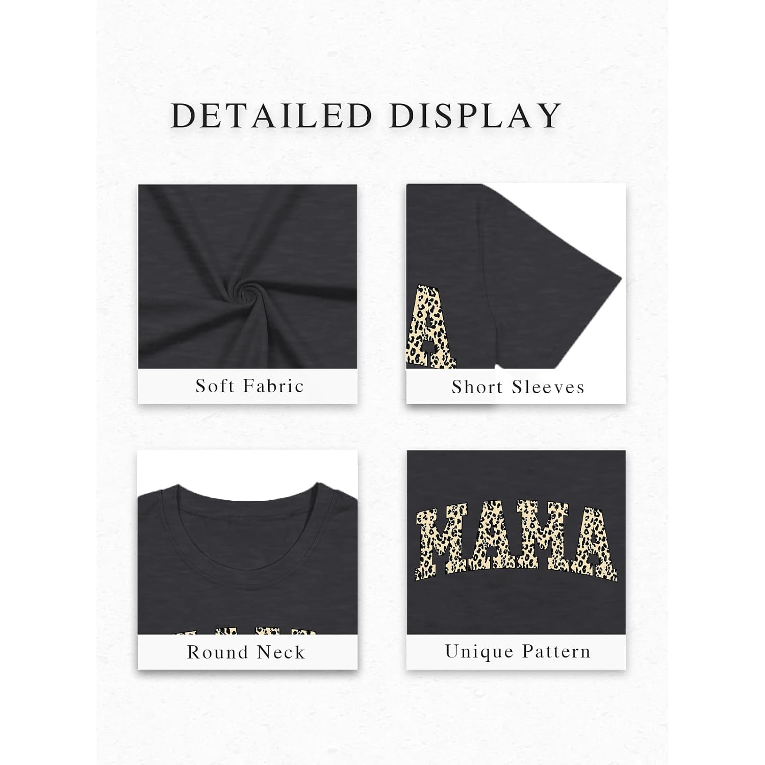 Mama Shirts for Women Mama Letter Print Tshirt Floral Graphic Tee Auntie Shirt Casual Mothers Gift Tops Darkgrey4