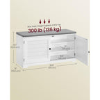 Vasagle Shoe Storage Bench With Cushion, 3-Tier Entryway Bench With Padded Seat, Doors, Adjustable Shelves, 14 X 39.8 X 20.7 Inches, For Hallway, Bedroom, Cloud White And Dove Gray Ulsb044W01