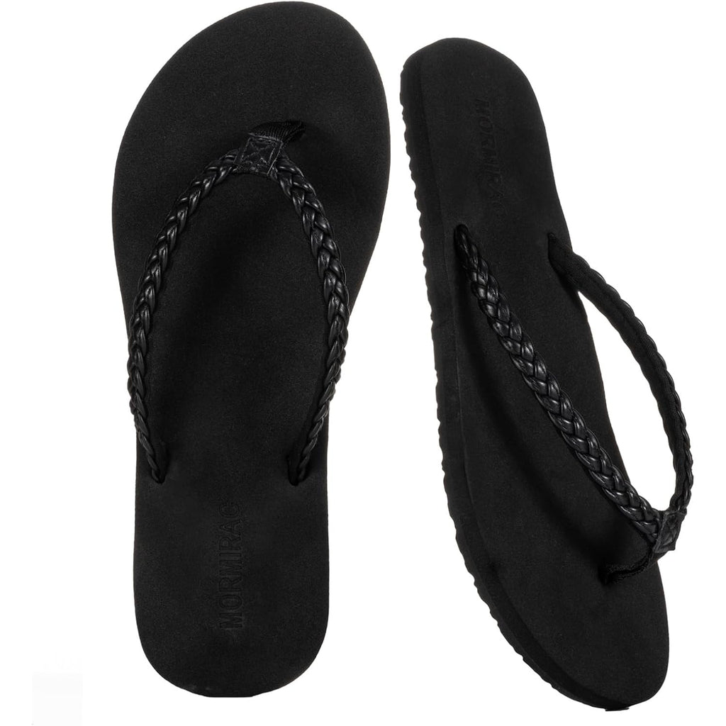 Womens Slim Braided Comfortable Flip Flops Summer Beach Thong Sandals Arch Support Non Slip
