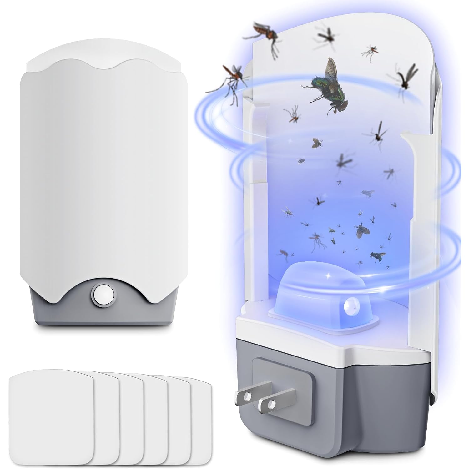 Forhimn Fly Trap Indoor, 2 Plug-In Fly Catchers With 6 Glue Card Refills, Fruit Fly & Gnat Trap For Home, Sticky Light Catcher For Flying Insects, Gnats & Moths, Clean & Quiet Indoor Plug-In Device