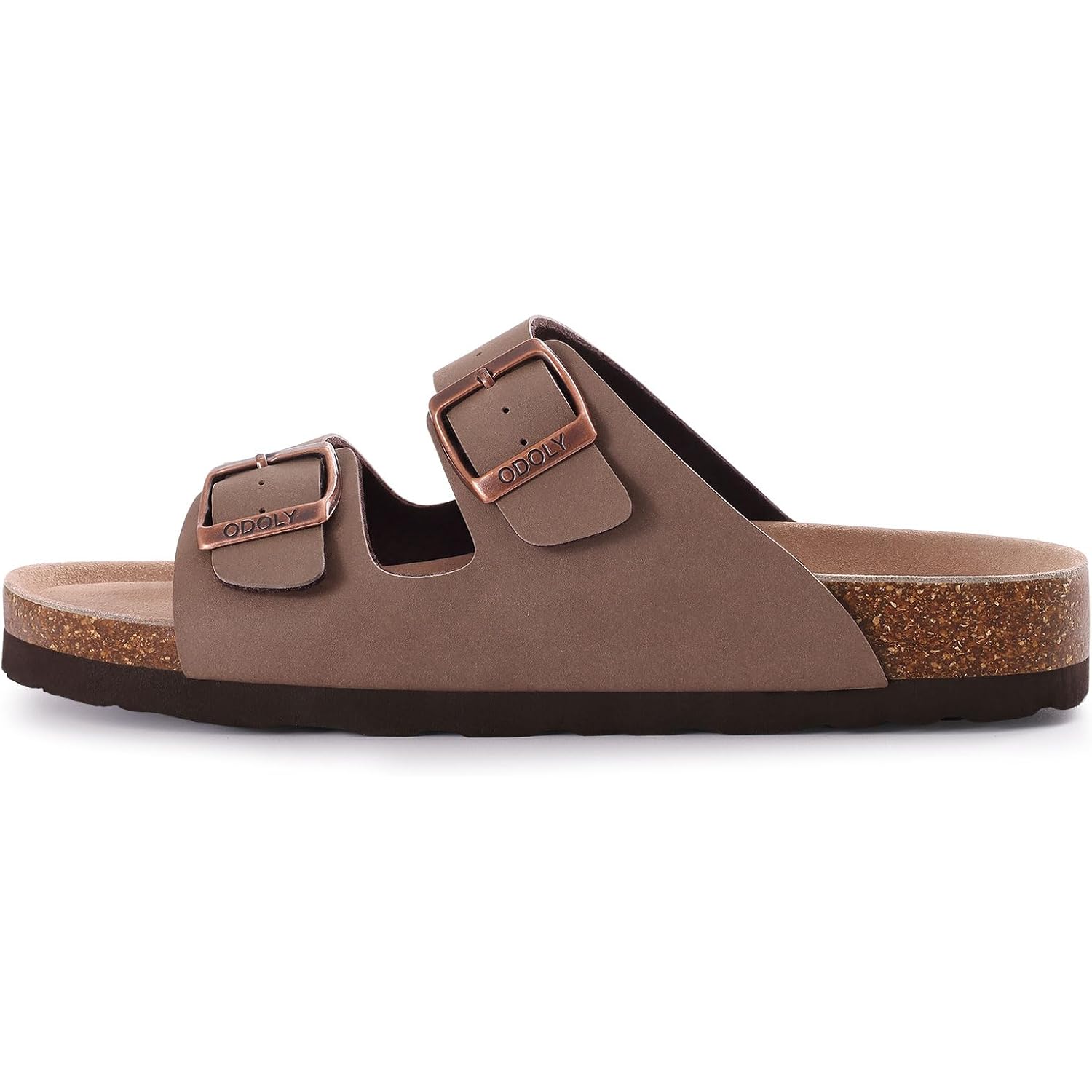Odoly Unisex Comfortable Cork Footbed Slide Sandals With Arch Support | Adjustable Buckle, Lightweight Summer Sandals For Travel And Everyday Wear