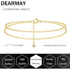 DEARMAY Dainty 14K Gold Plated Ankle Bracelets for Women, Waterproof 14K Gold Plated Link Chain Anklets Non Tarnish Set Pack Summer Beach Jewelry Gift