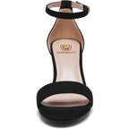Fw Fran Willor Women Open Toe Low Chunky Short Heels Ankle Strap Block Heel Sandals Party Dress Wedding Pump Shoes