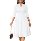 Nmoder Casual Dresses For Women Semi Formal Fit And Flare 3/4 Sleeve A-Line Church Work Dress With Pockets