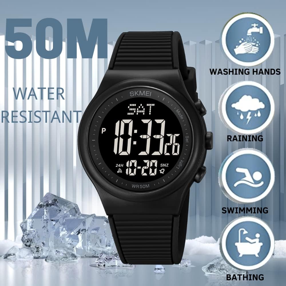 Cakcity Digital Watch For Women Waterproof Stopwatch Sports Watches For Mens And Womens Unisex Outdoor Rubber Strap Multifunction Wristwatch With Luminous Display