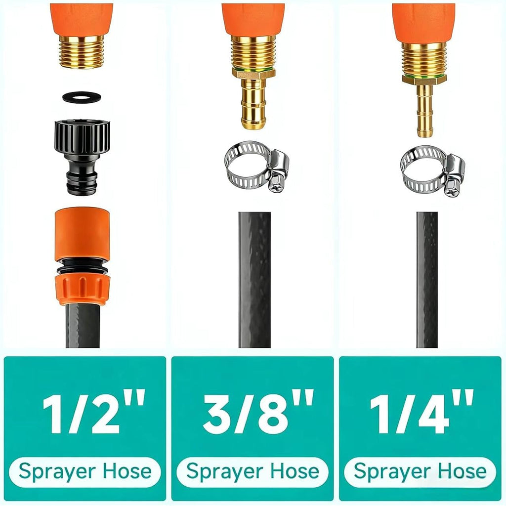 All Metal Sprayer Wand,1/4" & 3/8" & 1/2" Brass Barbs Sprayer Wand Replacement, Built-In Shut Valve Stainless Steel & 2 Hose Clamps (29 Inches Sprayer Wand)