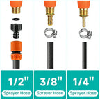 All Metal Sprayer Wand,1/4" & 3/8" & 1/2" Brass Barbs Sprayer Wand Replacement, Built-In Shut Valve Stainless Steel & 2 Hose Clamps (29 Inches Sprayer Wand)