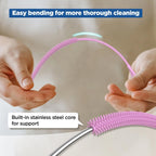Silicone Straw Cleaner Brush, 2Pcs Reusable Straw Brush Extra Long For Cleaning Tumbler With Handle And Glass Metal Smoothie Straws, Non-Slip Handle Soft And Bendable, 6Mm+9Mm, Pink