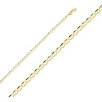 Ioka - 14K Yellow Solid Gold 3.4mm Flat Mariner Chain Necklace with Lobster Clasp