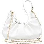 KKXIU Shoulder Bag Crescent Handbag Ruched Purse Underarm Bag Mini Hobo for Women,Detachable Gold Chain Crossbody Bag