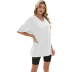 Kinglaman 4 Pack Oversized Tshirts For Women, Short Sleeve Drop Shoulders Plus Size Baggy Dry Fit T Shirts Tops Tees