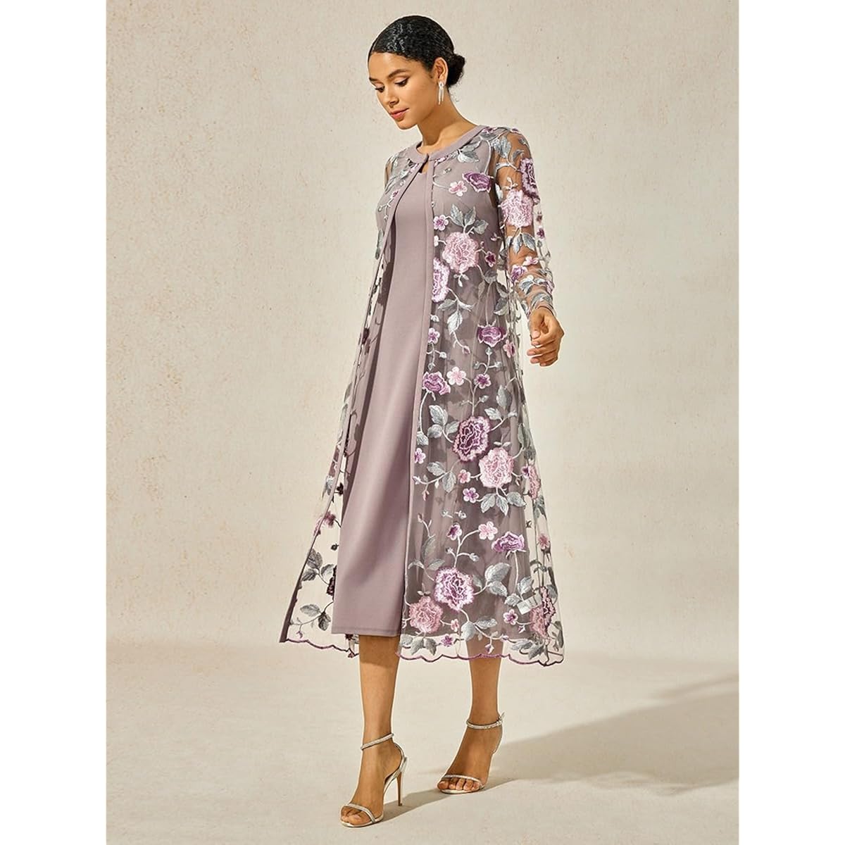 Women'S Maxi Dresses 2 Piece Outfit Wedding Guest Cocktail Tea Party Dress Ruffle Lace Floral Casual Formal Evening Dress