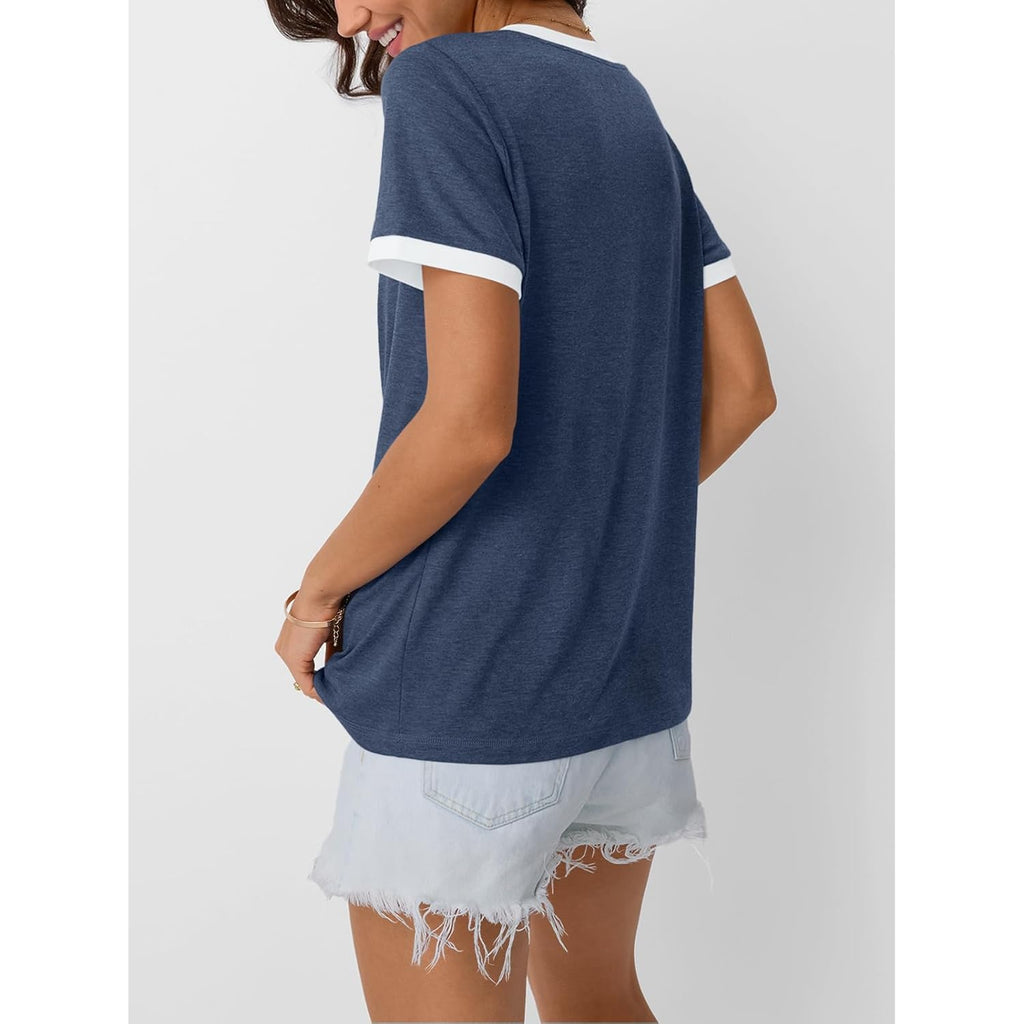 Womens Short Sleeve T-Shirts Summer Tops Casual Soft Tunic V Neck Basic Workout Clothes Spring Fashion Outfits 2026