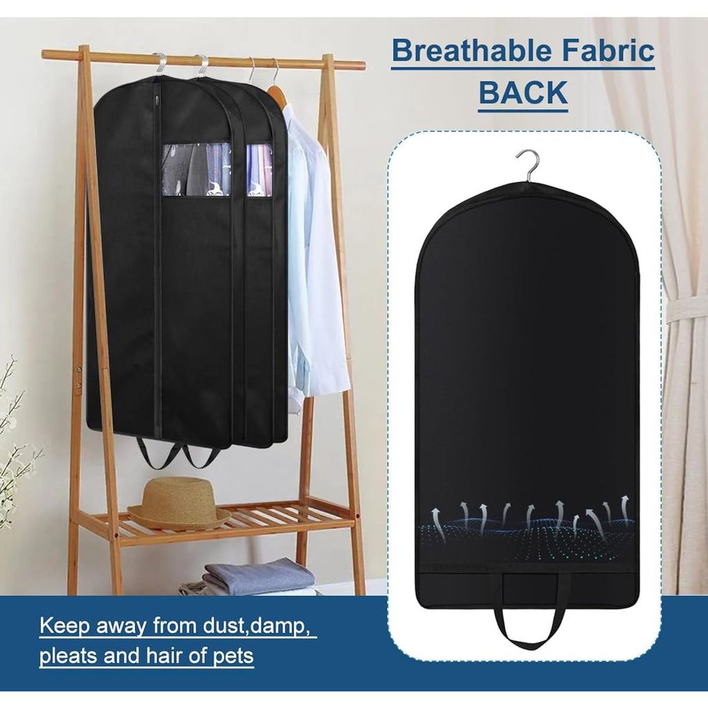 43" Suit Bags For Closet Storage And Travel, Gusseted Hanging Garment Bags For Men Suit Cover With Handles For Clothes, Coats, Jackets, Shirts（3 Packs）