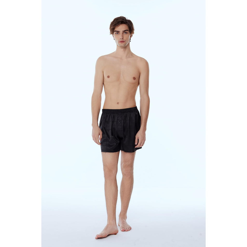 Men'S Satin Boxers Pack Silky Boxer Shorts For Men, Silk Feeling Men'S Underwear With Button Fly Pajamas Sleep Shorts
