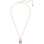 Swarovski Teddy Bear Pendant Necklace, Pink Crystals, Rose Gold-Tone Finish