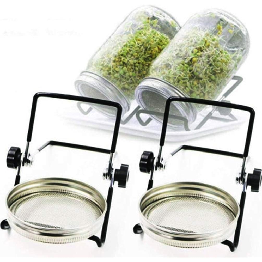 Sprouting Jar Lid (32oz Glass Jars) with 4 Pack Stainless Steel Sprouting Stands for Wide and Wide Mouth Mason Jar for Growing Organic Sprouts, Stainless Steel, 4 Pack