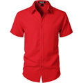 Jemitop Men'S Stretch Textured Short Sleeve Button Down Shirts Summer Casual Beach Wedding Vacation Shirt