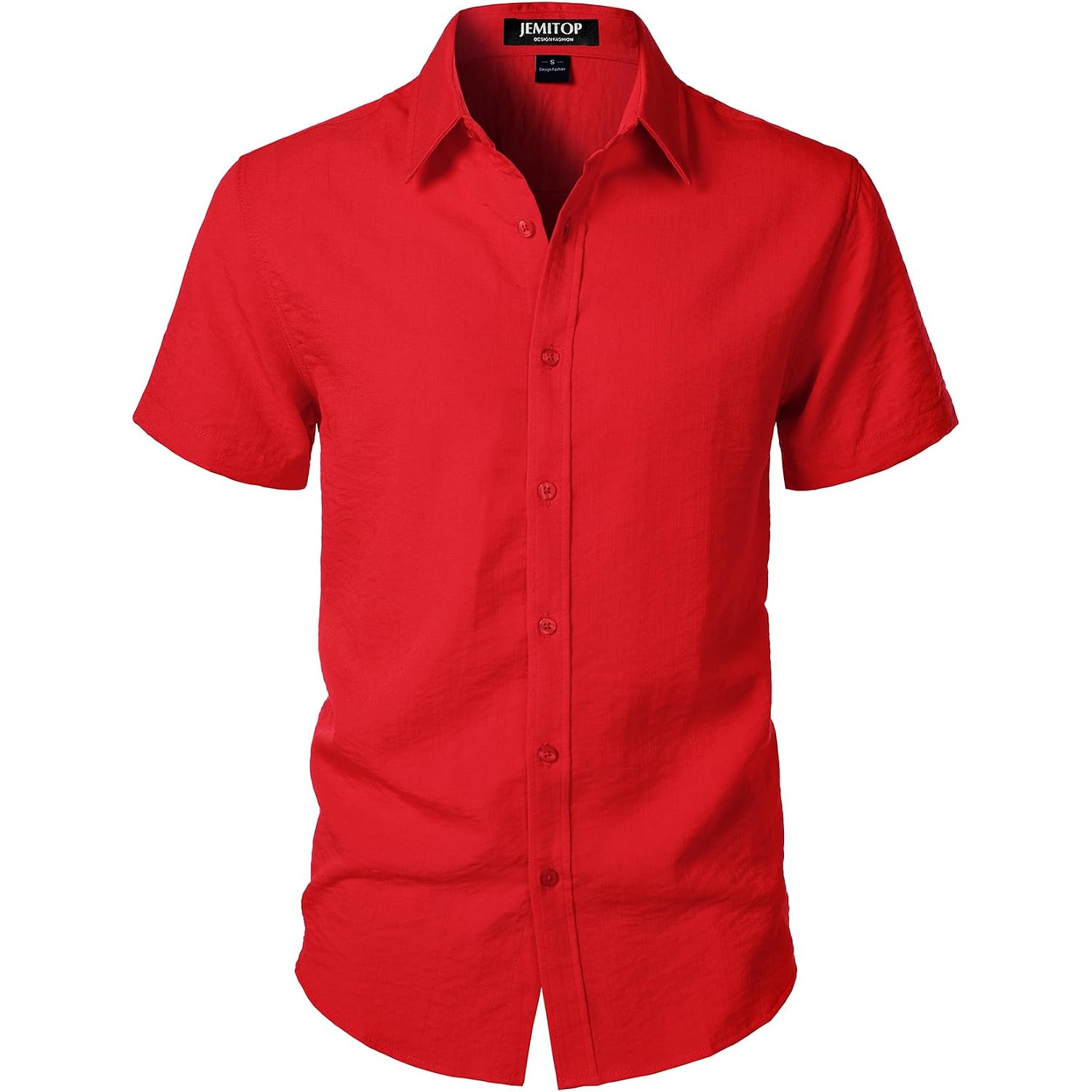 Jemitop Men'S Stretch Textured Short Sleeve Button Down Shirts Summer Casual Beach Wedding Vacation Shirt