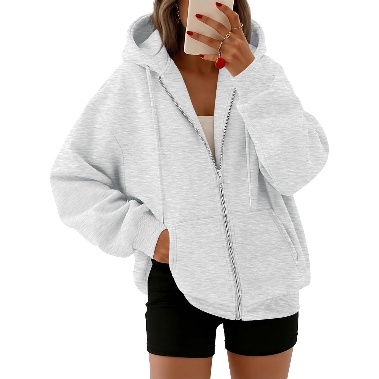 Trendy Queen Womens Zip Up Hoodies 2026 Oversized Sweatshirt