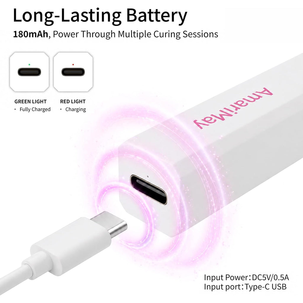Handheld Mini UV Nail Lamp, Timer 20/60s, Portable Cordless Nail Lamp for Gel Nails, Manicure Gel Polish Curing Light, Fast Curing with USB-C Rechargeable Design