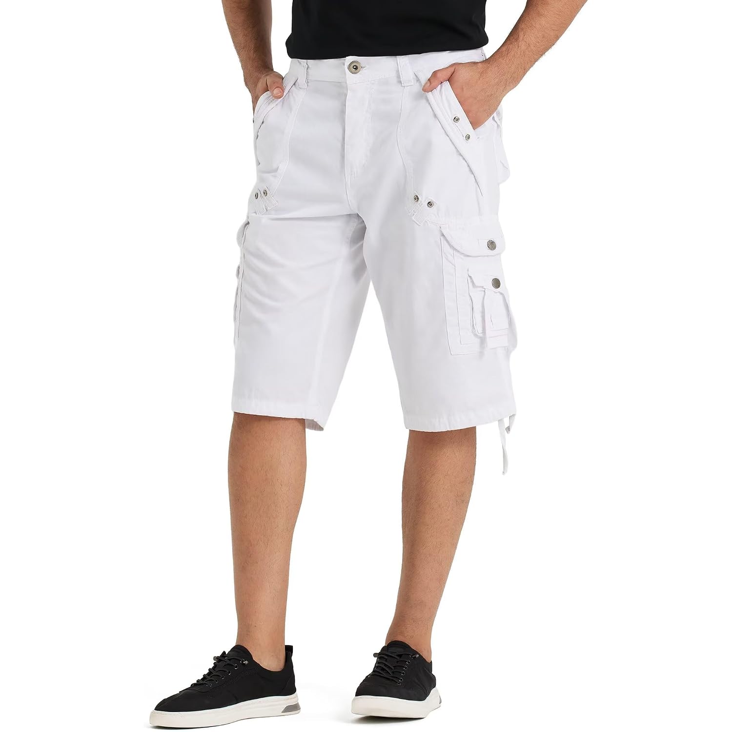 Best South Mens Cargo Shorts With 8 Pockets Casual Long Blew Knee Capri 3/4 Pants Relaxed Fit Work Fishing Hiking
