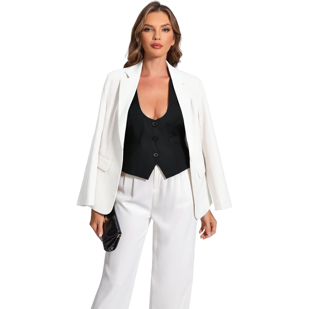 V VOCNI Suit Vest for Women Waistcoat Vest Vintage Steampunk Dressy Casual Racerback Vest Jacket
