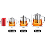 PARACITY Glass Teapot Stovetop 18.6 OZ, Borosilicate Clear Tea Kettle with Removable 18/8 Stainless Steel Infuser, Teapot Blooming and Loose Leaf Tea Maker Tea Brewer for Camping, Travel (550ML)