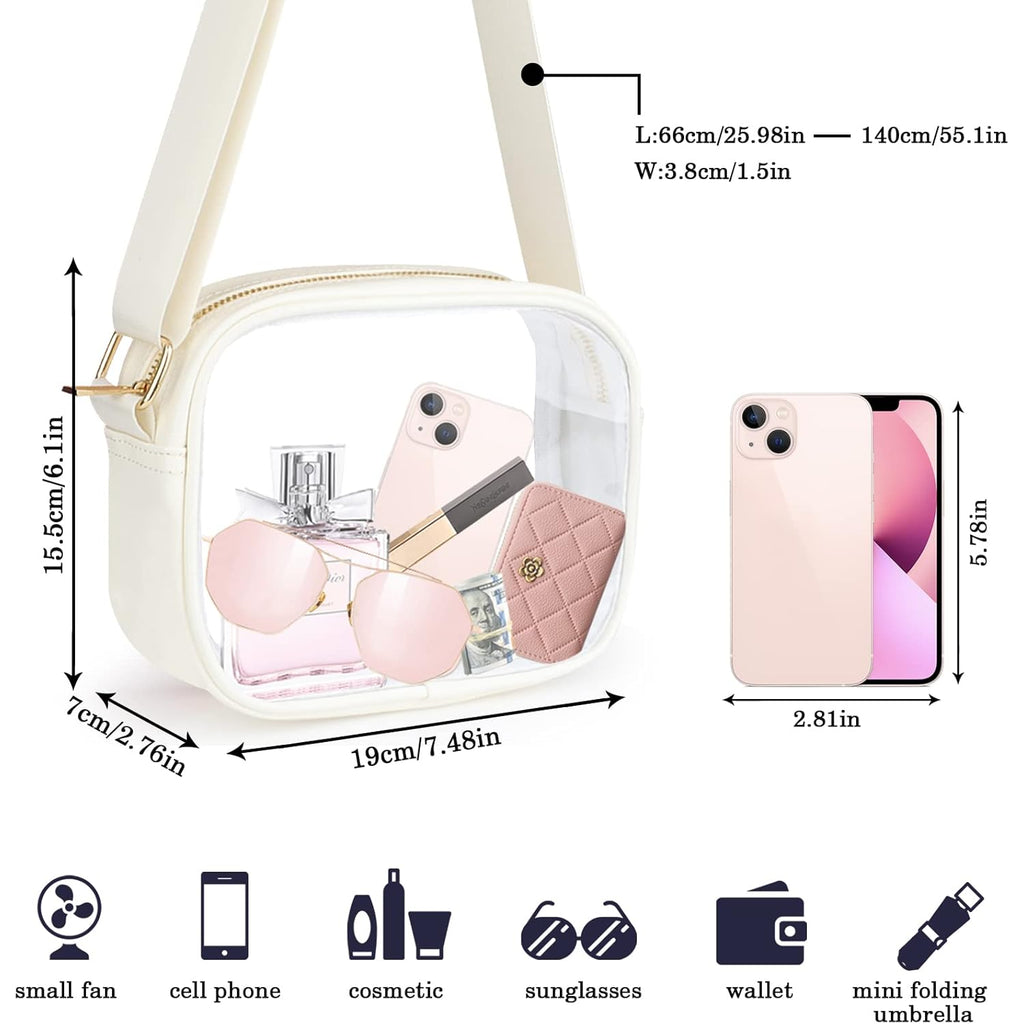 KETIEE Clear Crossbody Bag, Stadium Approved Clear Purse Bag for Concerts Sports Events Festivals