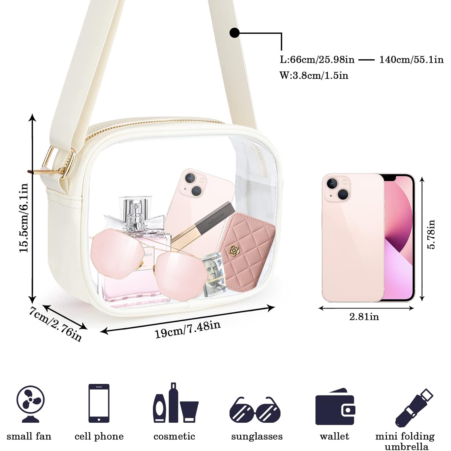 KETIEE Clear Crossbody Bag, Stadium Approved Clear Purse Bag for Concerts Sports Events Festivals