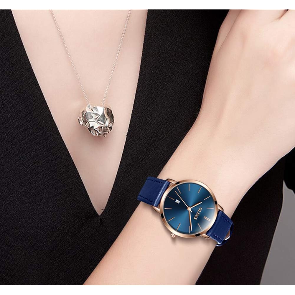 Olevs Women'S Watches For Ladies Female Wrist Watch Leather Band Waterproof Thin Minimalist Casual Simple Dress Quartz Analog With Date Calendar