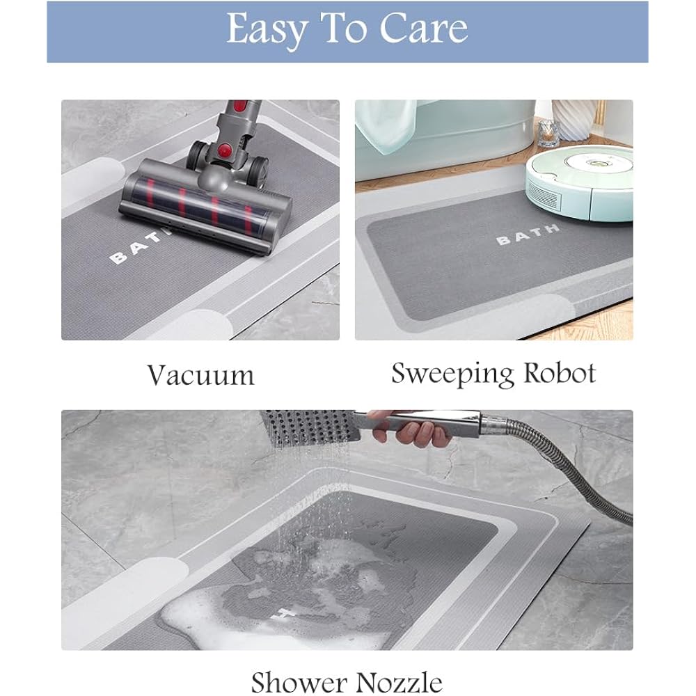 Montvoo-Bath Mat-Bathroom Mat Rug Non Slip Super Absorbent Stain Resistant Quick Dry Thin Bath Rug-Bath Mats For Bathroom Floor Bathtub Vanity-Bathmat Bath Rug Easy Care-17"X27" Grey