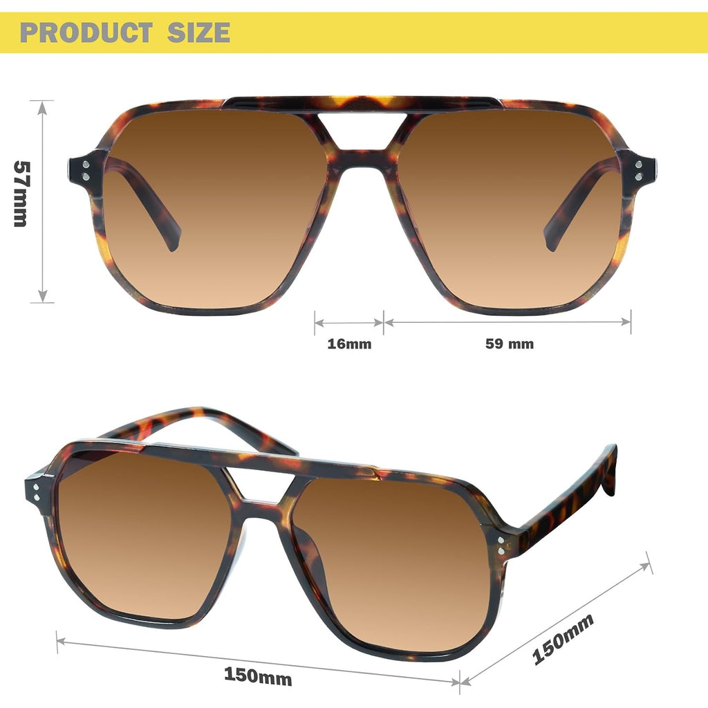 mosanana Oversized Aviator Sunglasses for Women and Men with Polarized Lens MS52243 C7-tortoise