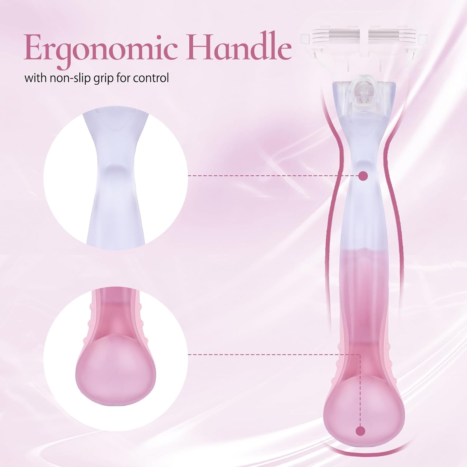 Replacement Handle Compatible with Gillette Venus, Comfort Glide Razor Handle Non-slip Ergonomic Handles for Women (Pink)