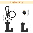 Initial Keyring Gifts Black Letter Keychain for Women Initial Letter Keyring for Backpack Black Keychain
