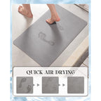 MontVoo -Bath Mat-Rubber Backing Non SlipThin Bathroom Rugs Fit Under Door- Quick Dry Absorbent Faux Suede Surface Grey Bathroom Floor Mats-Shower Rug for in Front of Bathtub Shower Gray 16x24