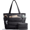 Bagstellar Puffer Tote Bag for Women, Lightweight Puffy Work Handbag Teacher Nurse Quilted Shoulder Bag for School Travel Gym | Cloud Bag w/ Zipper, Daily College Bags, 15.6" Computer Bag, Clinical Nursing Bag, 40 OZ Tumbler Holder, Ideal Gift for Women