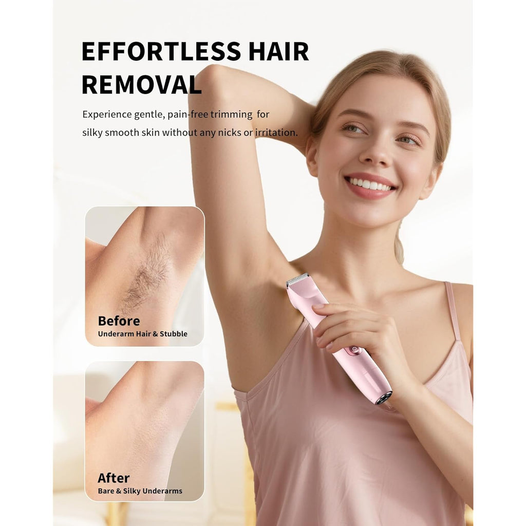 Ufree Bikini Trimmer Women Electric Razors Dual Head, Pubic Body Hair Trimmer Electric Shaver for Face, Legs, Arm, Rechargeable Lady Shaver Waterproof, Summer Grooming Kit