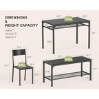 Gizoon Kitchen Table And 2 Chairs For 4 With Bench, 4 Piece Dining Table Set For Small Space, Apartment